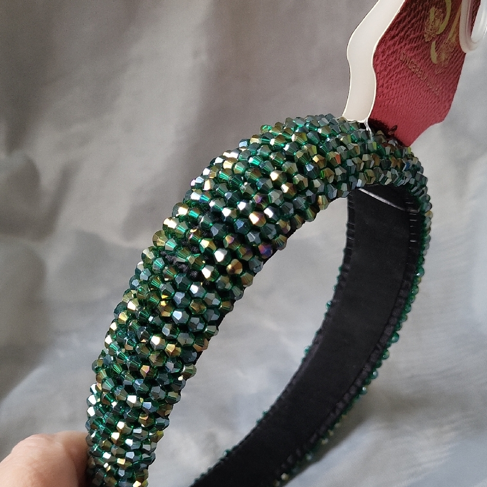 Sincerely Jules Emerald Jade Toned Beaded Headband Brand New Ty Le